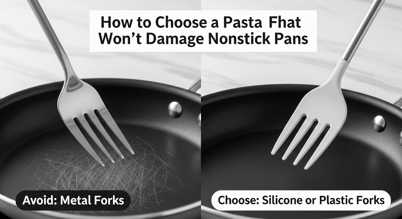 Silicone pasta fork safe for nonstick cookware