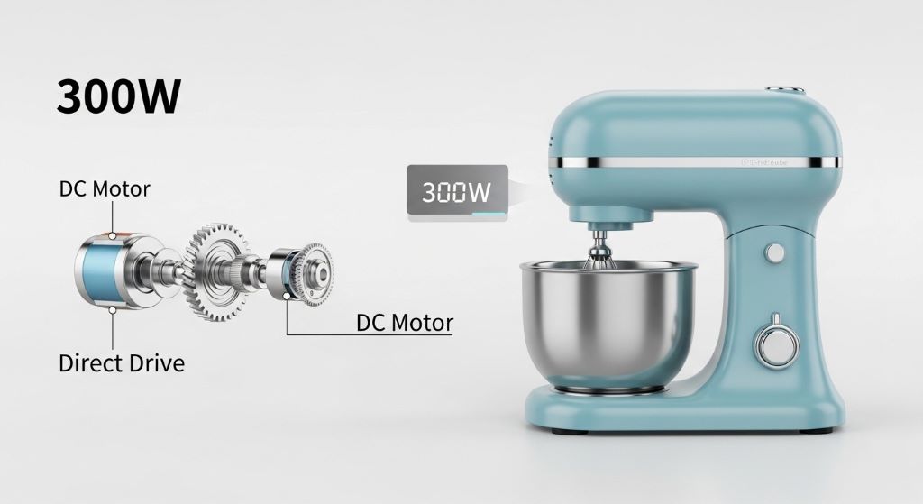 Comparison of different wattage stand mixers showing power ratings and motor specifications