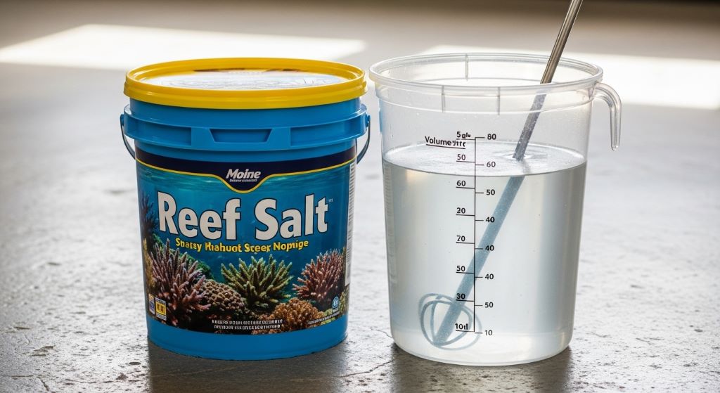 Reef salt bucket and mixing container for marine aquarium water preparation