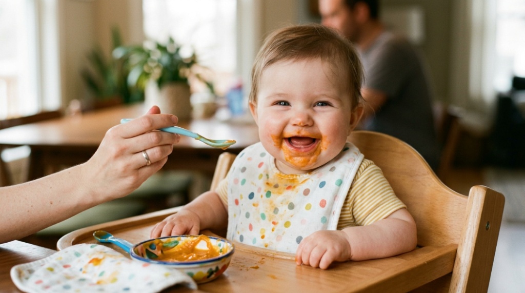 Baby food portions stored in freezer tray
