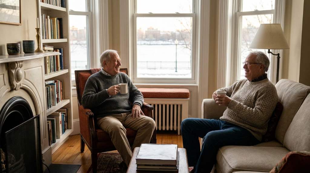 Boston couple planning a winter travel destination