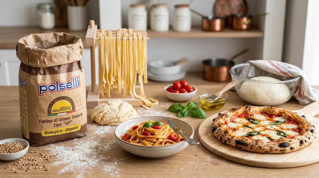 POLSELLI Type 00 Organic Flour bag for homemade pizza dough